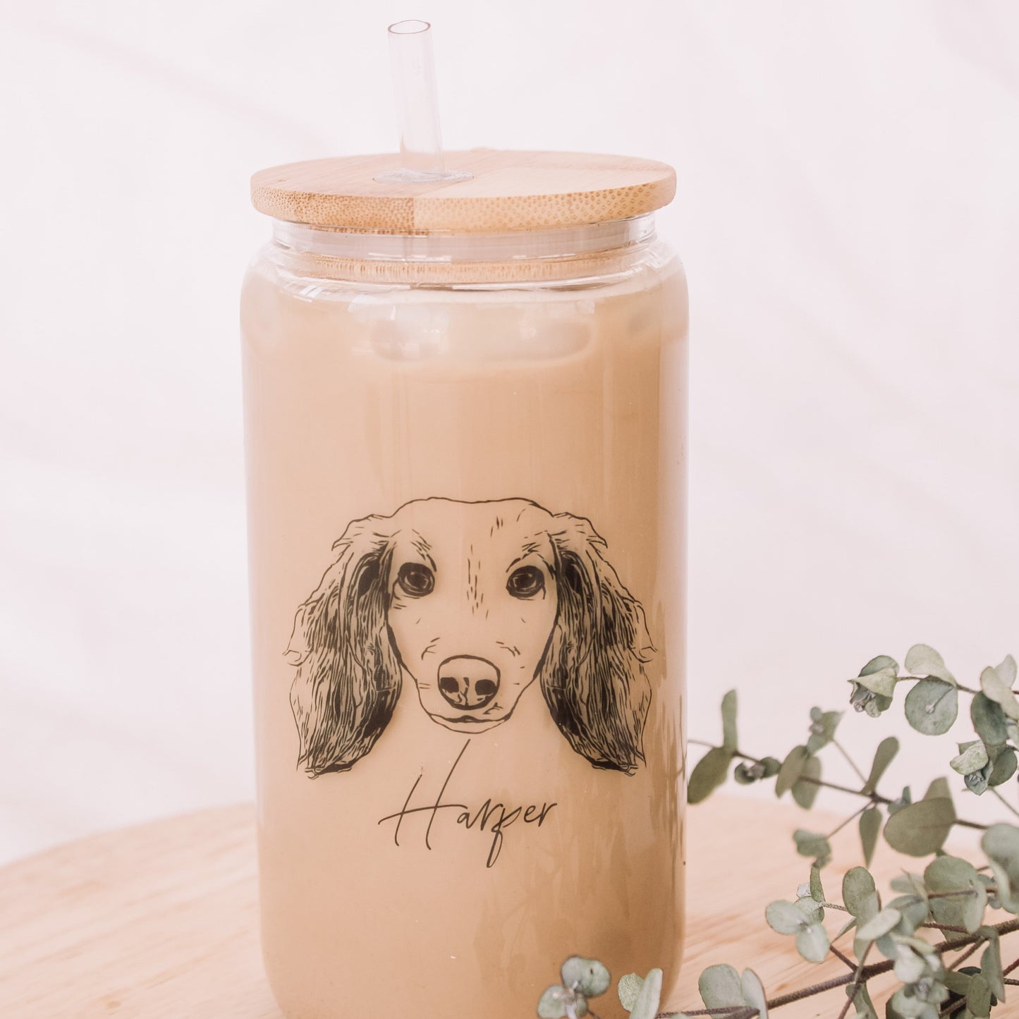 GLASS CUP WITH LID & STRAW